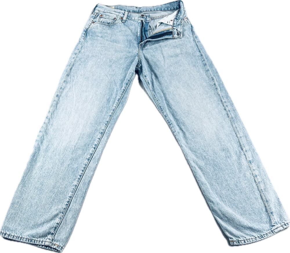Levis Premium 568 Loose Straight Jeans Mens 30x30 Light Wash Skater Denim 90s